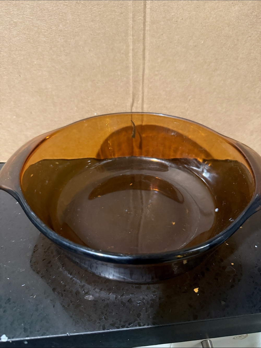 Amber Anchor Hocking Glass Serving Bowl - Home Kitchen